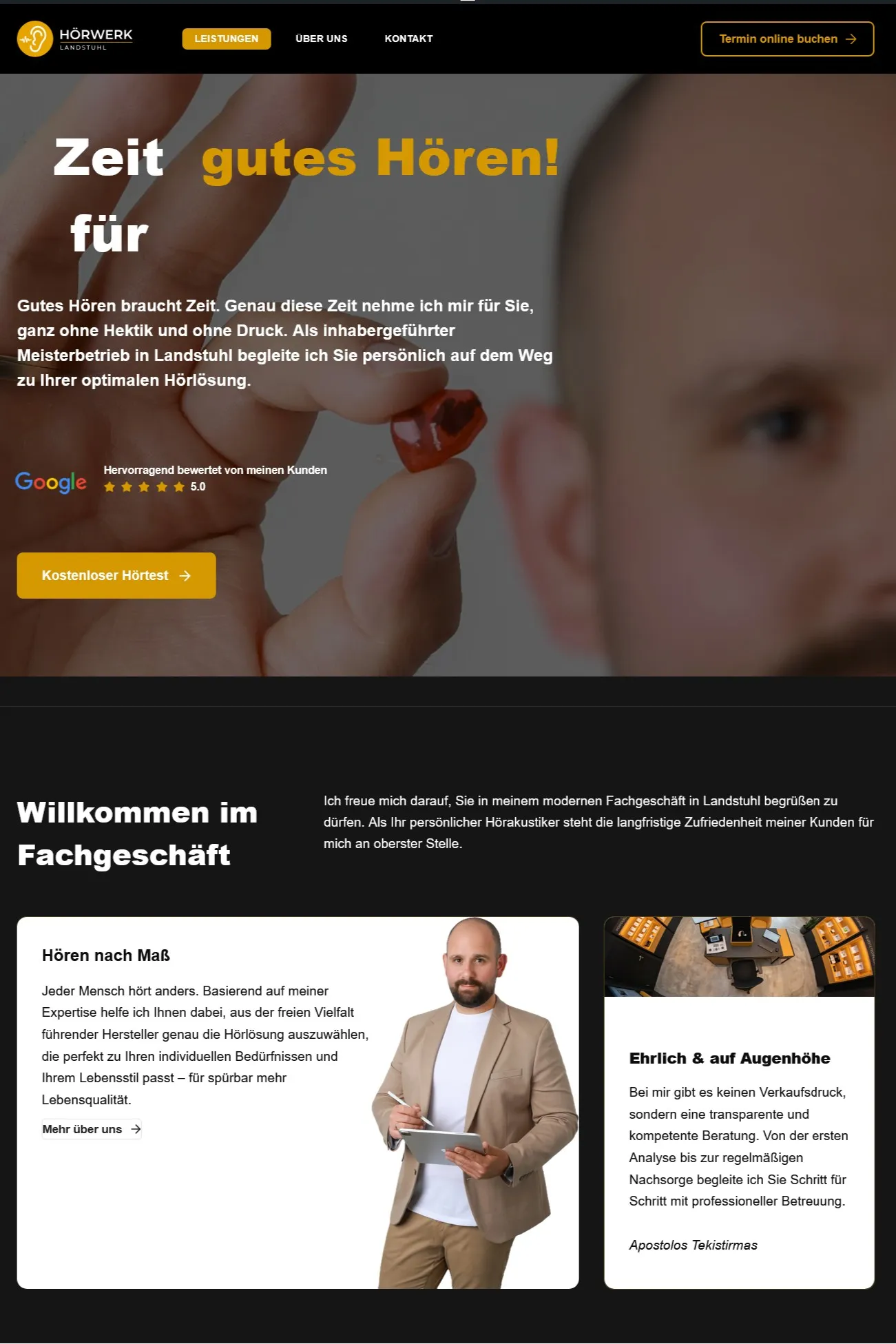 Webdesign-Referenz: Website für HÖRAKUSTIKWERK Fachgeschäft